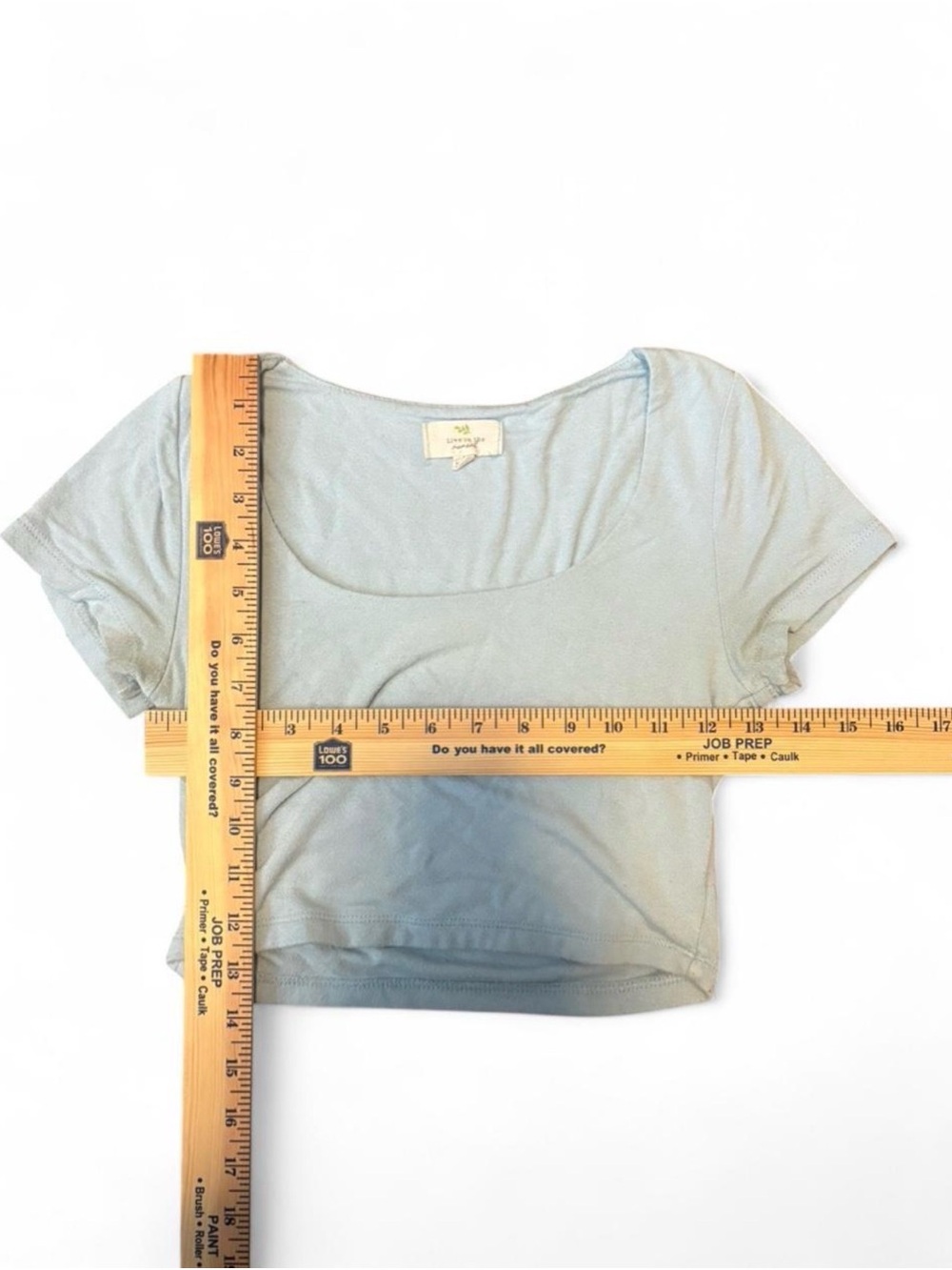 Live in the Moment Baby Blue Scoop Neck Cropped Tee Size Small - Picture 5 of 5